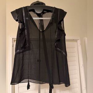 RUDSAK Black Sheer Ruffle Blouse